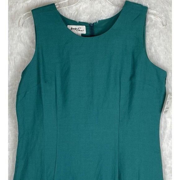 NWT Jennifer Eden Size 10 Teal Sleeveless Shift Dress Zipper Back Vintage - Picture 2 of 6